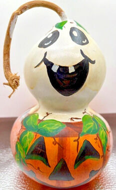Hand Painted Halloween Gourd Ghost/Pumpkin